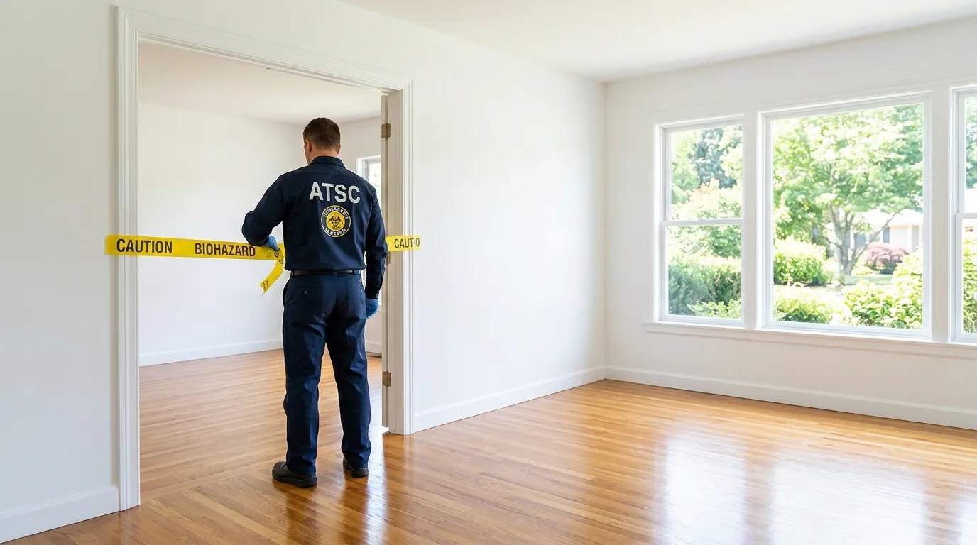 Certified biohazard cleanup crew performing Trauma Scene Cleanup in Clayton